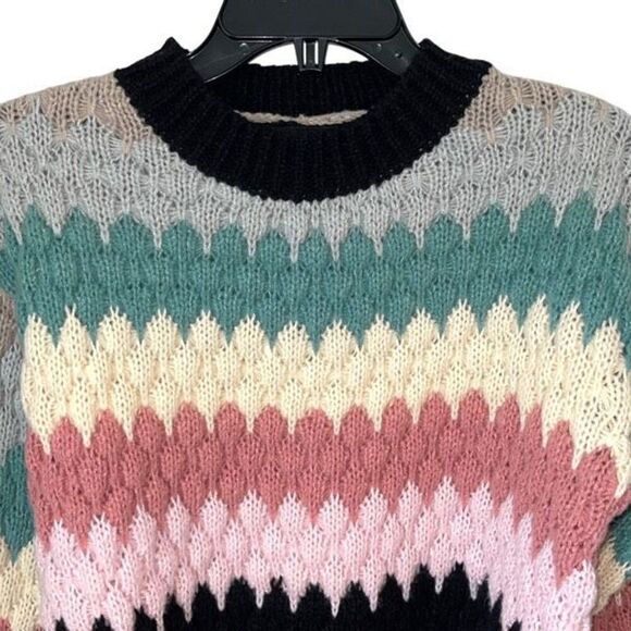 Strut & Bolt Womens Honeycomb Striped Pullover Sweater Gray Blue Size Small - Picture 3 of 8